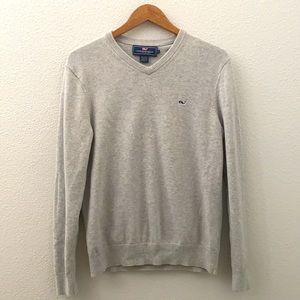 Vineyard Vines gray pullover V neck sweater cotton cashmere size Small